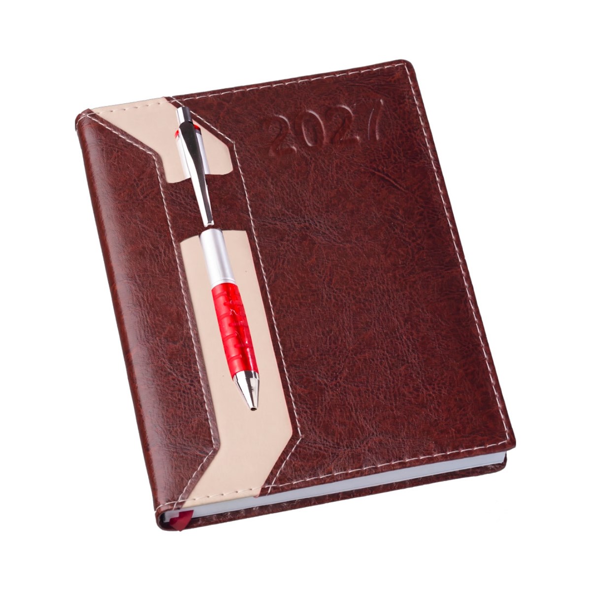 Agenda Clássica com Suporte de Caneta Marrom