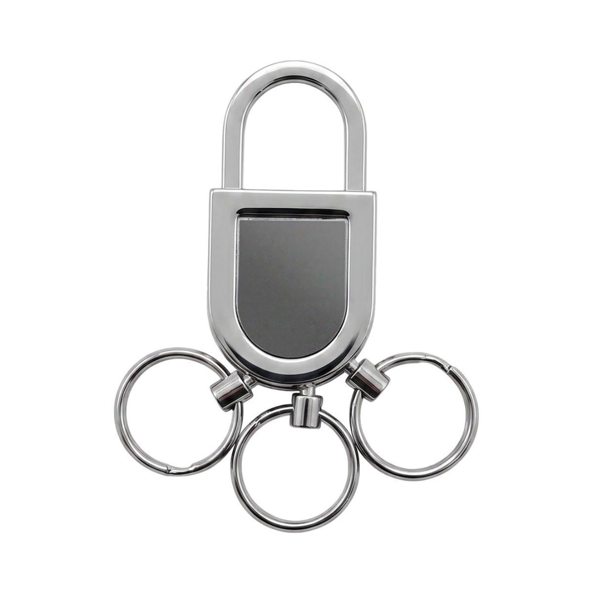 Chaveiro de Metal Executivo com Mosquetão Giratório e Três Argolas