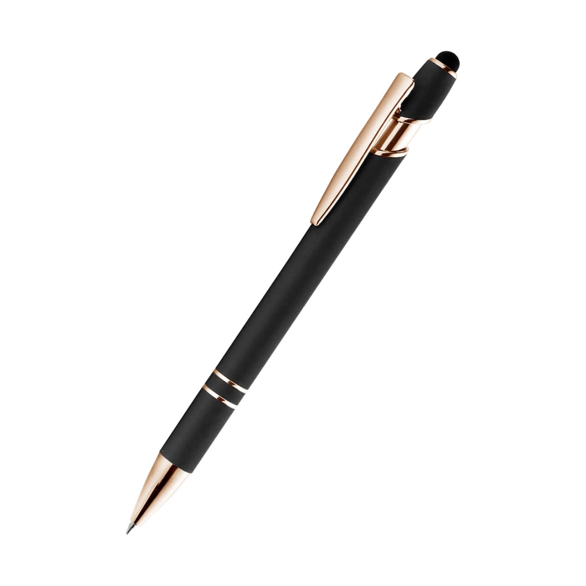 CANETA METAL C/ TOUCH PRETA COM DETALHES DOURADO