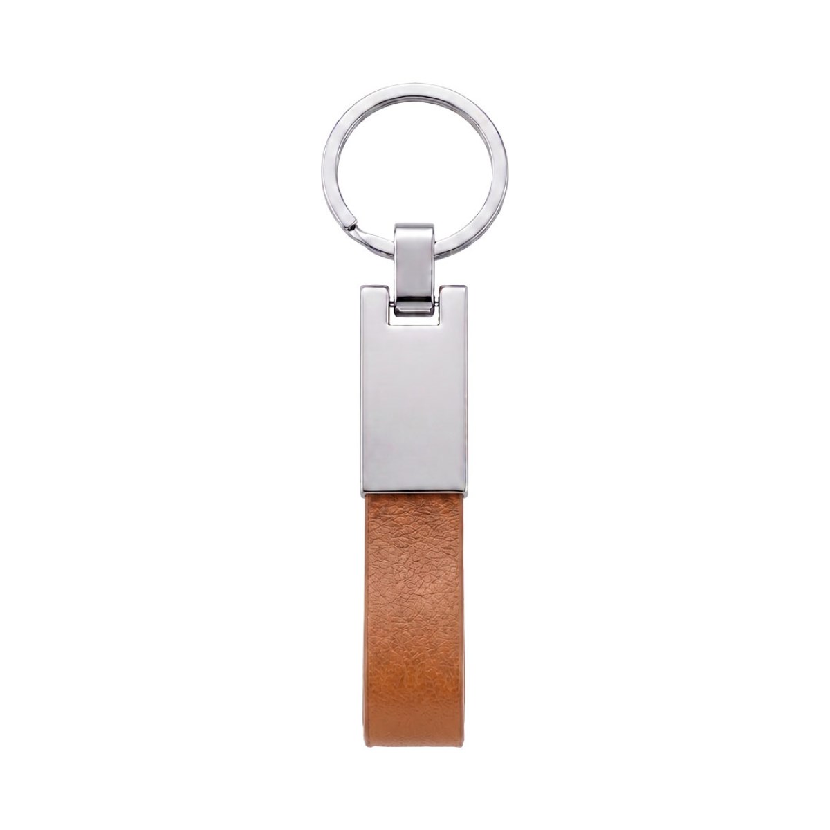 Chaveiro de Metal Executivo com Couro Sintetico Marrom