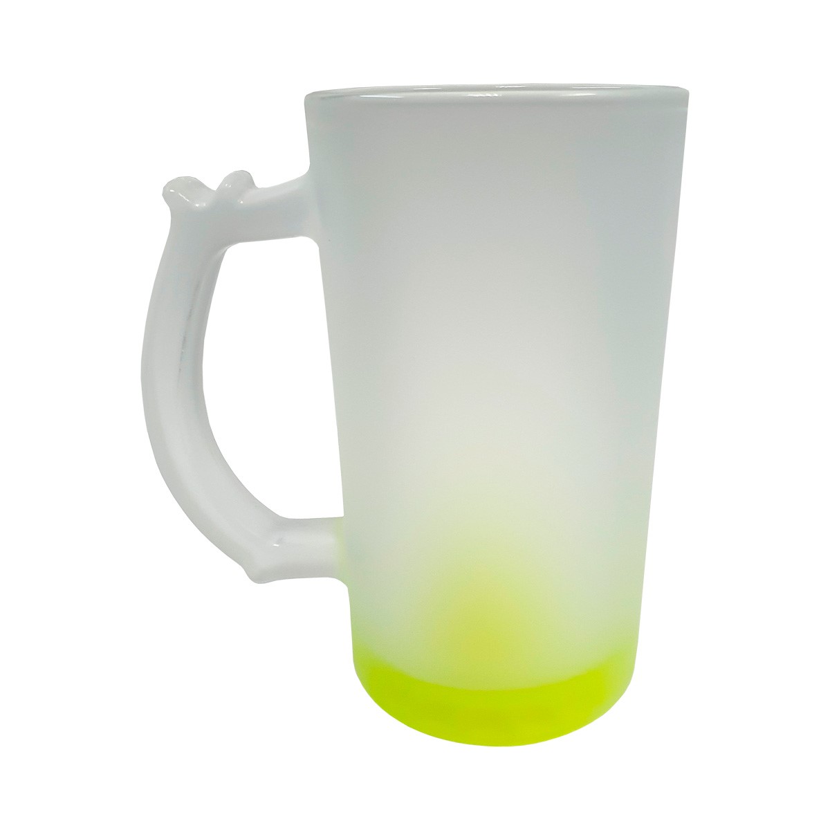 Caneca de Chopp de Vidro Jateado Fundo Amarela