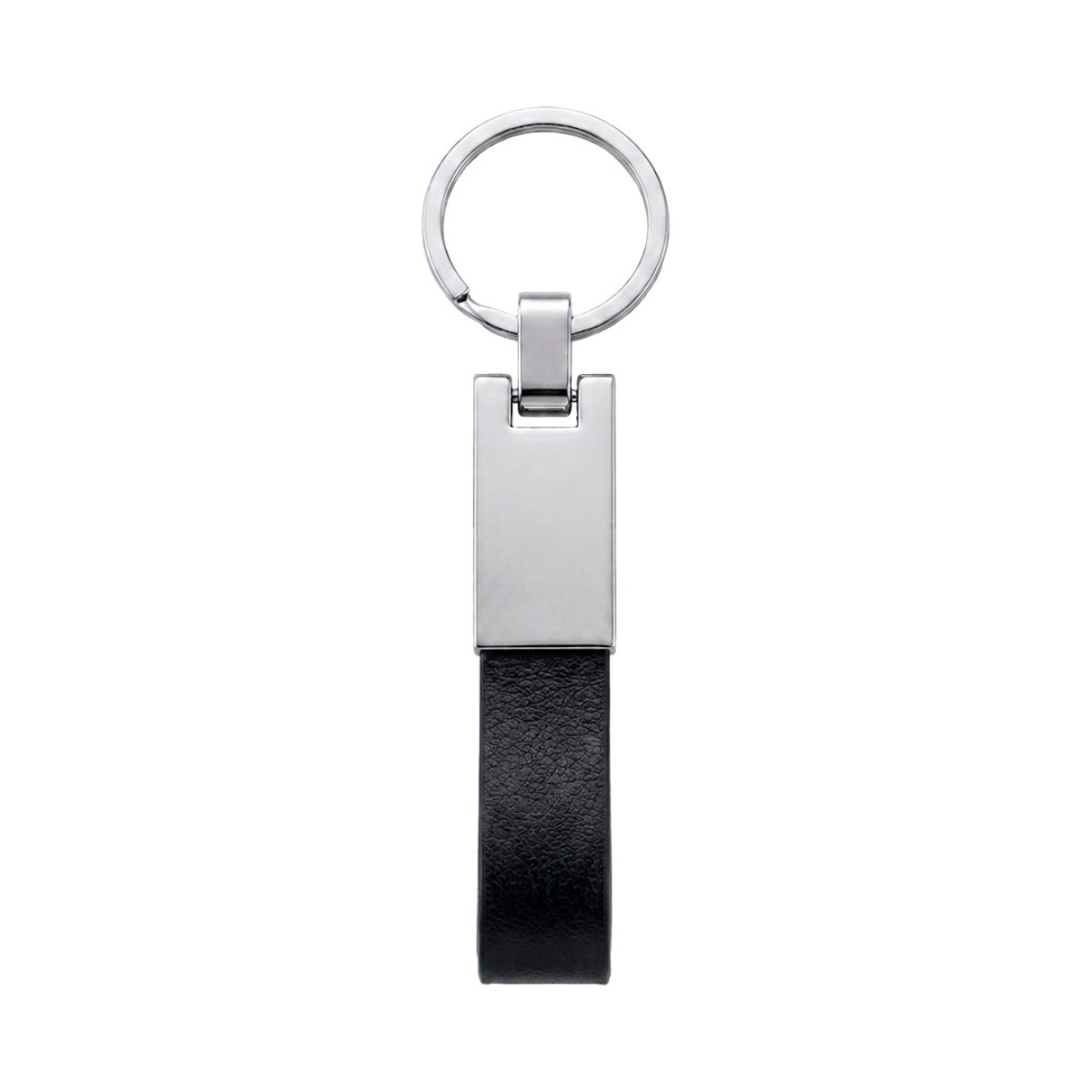 Chaveiro de Metal Executivo com Couro Sintetico Preto
