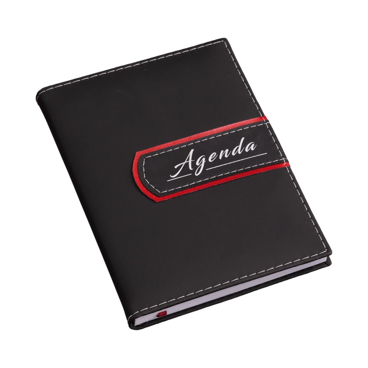 Agenda Luxo Preta com Detalhe Vermelho
