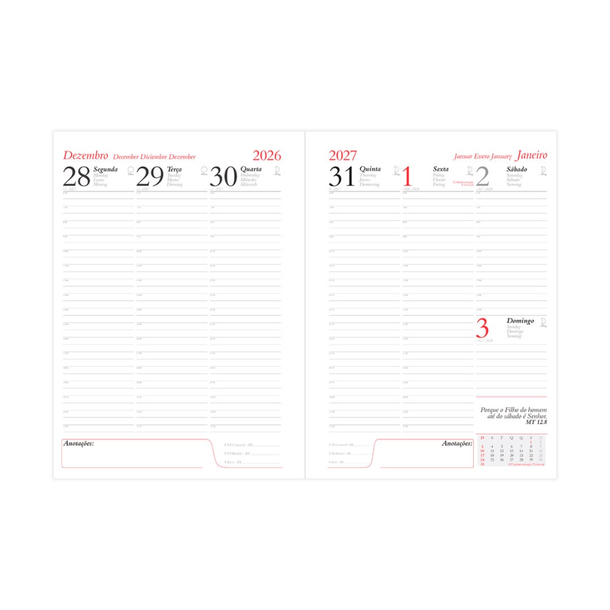Miolo de Agenda Semanal Super
