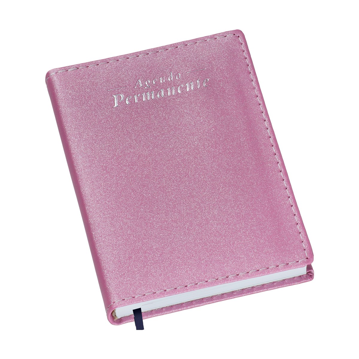 Agenda Compacta Metalizada Lisa Rosa