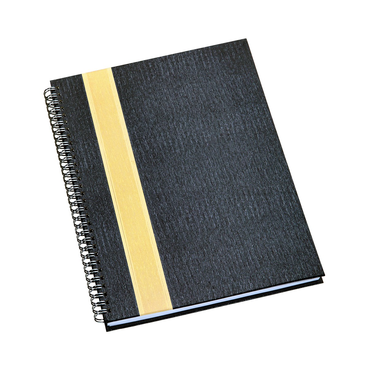 Caderno de Negócios Grande Capa Grafite com Faixa Ouro