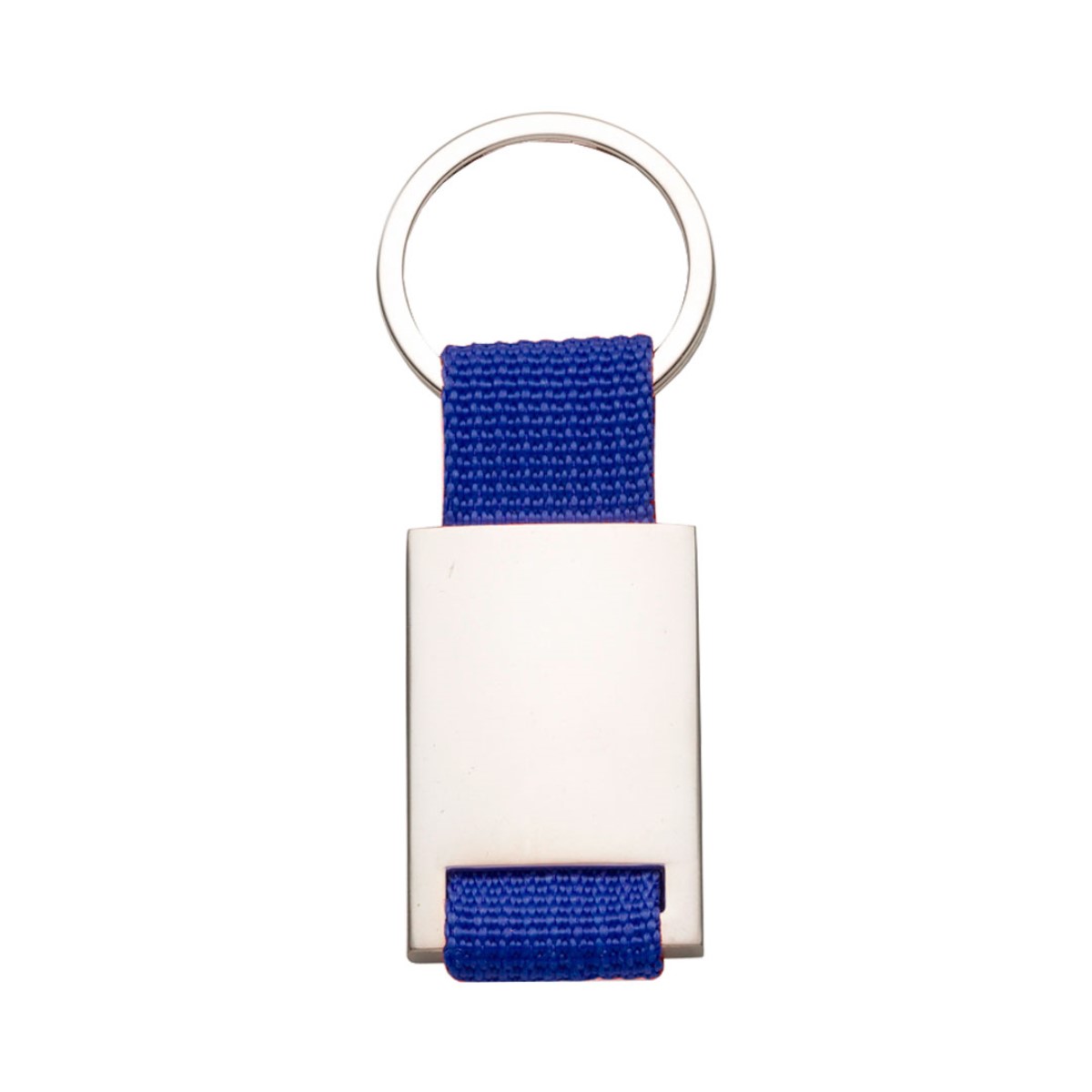 Chaveiro de Metal com Detalhe Colorido Azul em Nylon