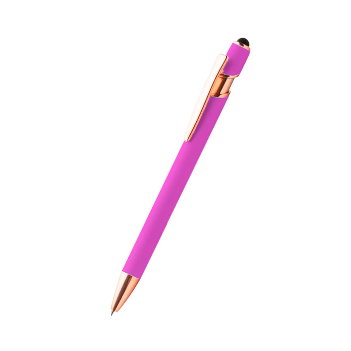 Caneta Metal c/ Touch Rosa com Detalhes Dourado