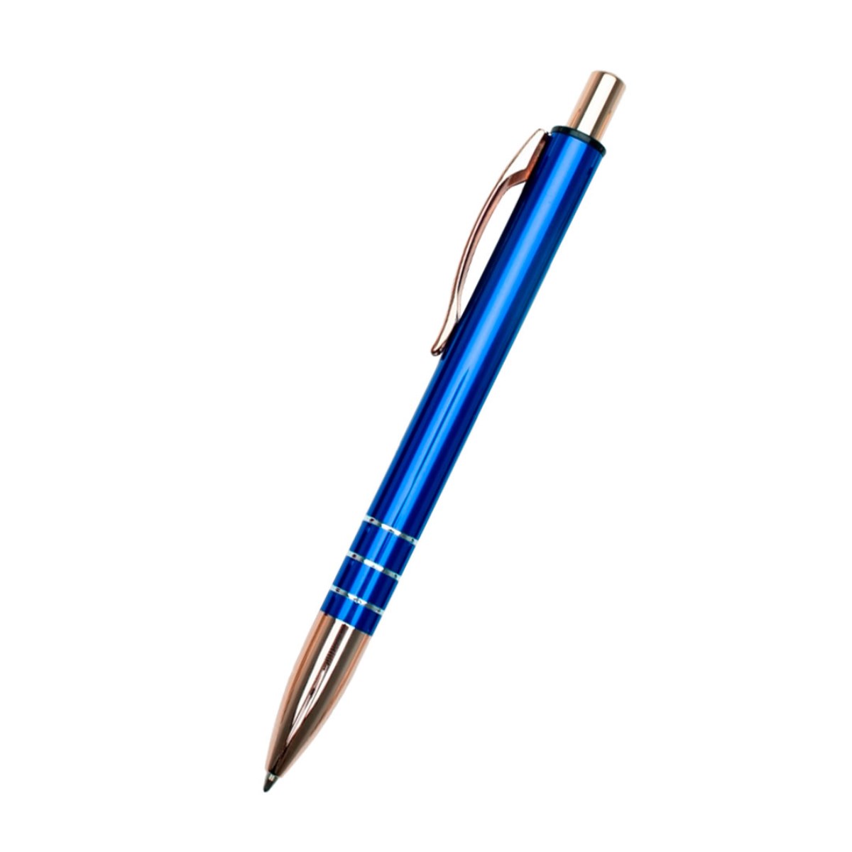 Caneta Metal Azul com Detalhes Dourado