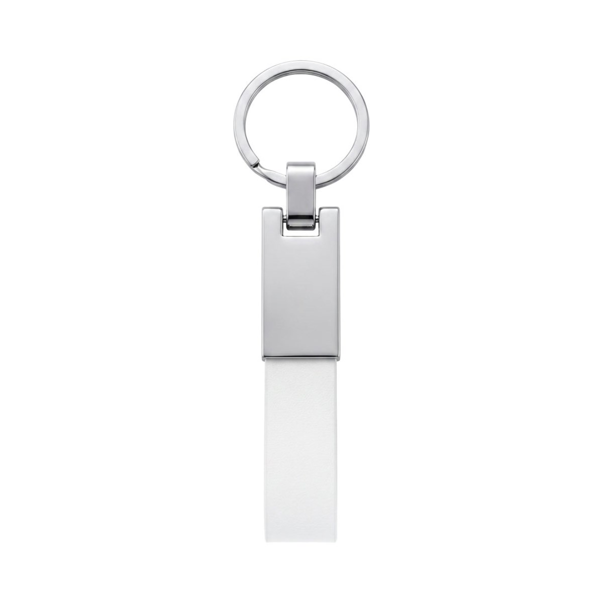 Chaveiro de Metal Executivo com Couro Sintetico Branco