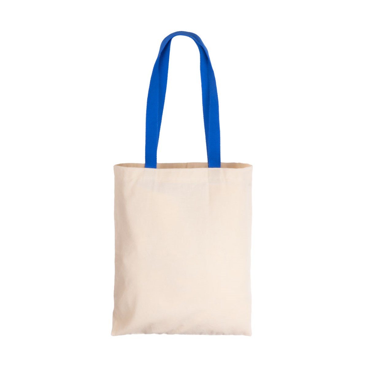 Sacola de Algodão Ecológica Bege com Alça Azul 32x38cm 