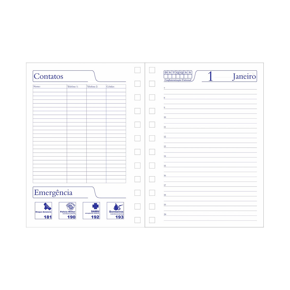 Miolo de Agenda Compacta Wire-o