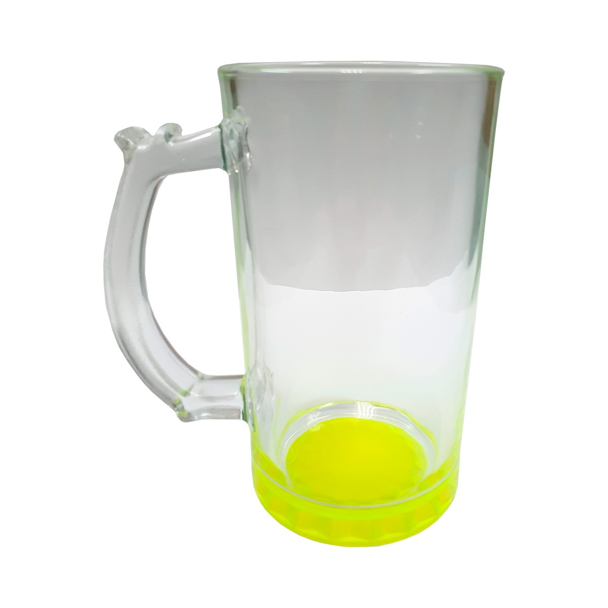 Caneca de Chopp de Vidro Cristal Fundo Amarela