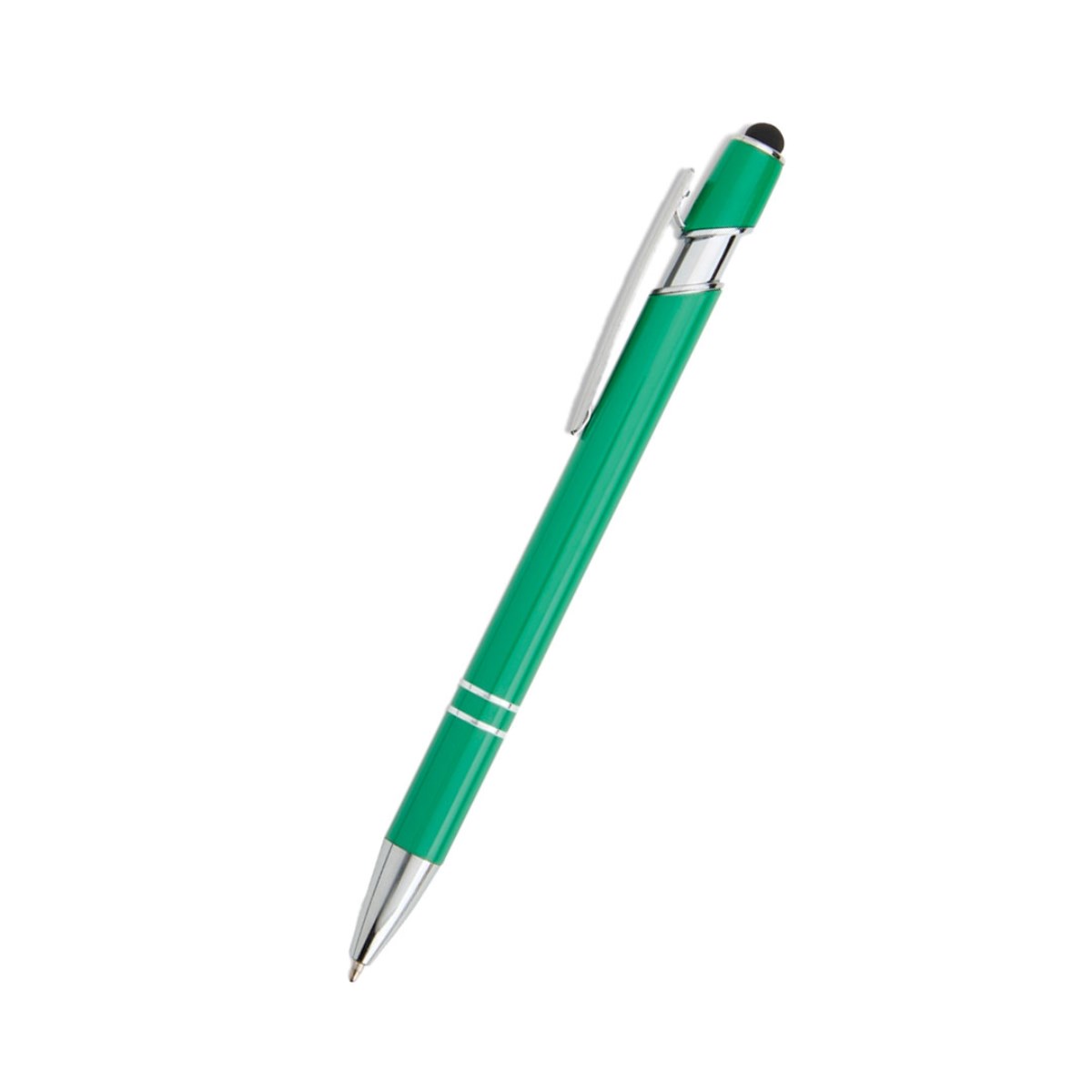 Caneta de Metal c/ Touch  Verde Brilhante com Detalhes Prata