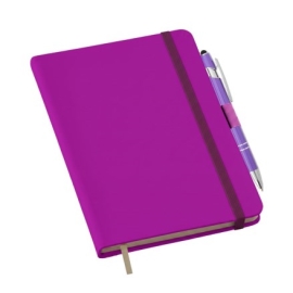 Caderneta tipo MOLESKINE Roxa com Suporte para Caneta -  sem Pauta  - LG3794 Roxa