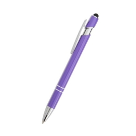 Caneta de Metal c/ Touch Roxa Brilhante com Detalhes Prata - 8103 Roxa
