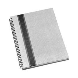 >Caderno de Negócios Grande Capa Prata com Faixa Grafite