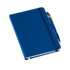 Caderneta tipo MOLESKINE Azul com Suporte para Caneta -  com Pauta - LG3783 - LG3783 Azul