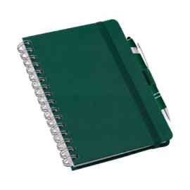Caderneta Tipo Moleskine Grande Verde em Wire-o com Suporte de Caneta Sem Pauta - LG3796 Verde