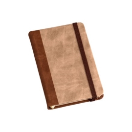 Caderneta Pequena tipo MOLESKINE capa com Recorte Marrom Escuro| Marrom Claro Sem Pauta - LG3708