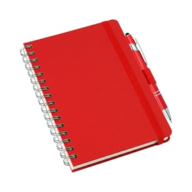 Caderneta Tipo Moleskine Grande Vermelha em Wire-o com Suporte de Caneta Sem Pauta - LG3795 Vermelha