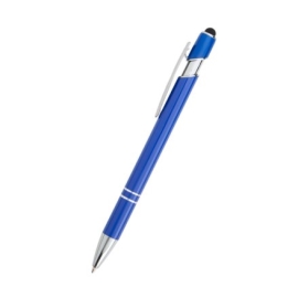 Caneta de Metal c/ Touch  Azul Brilhante com Detalhes Prata - 8103 Azul