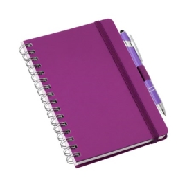 Caderneta Tipo Moleskine Grande Roxo em Wire-o com Suporte de Caneta com Pauta - LG3805 Roxo