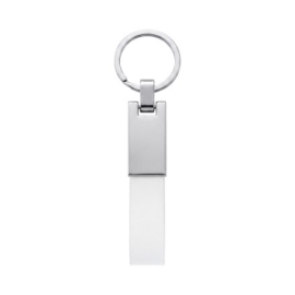 Chaveiro de Metal Executivo com Couro Sintetico Branco - C015