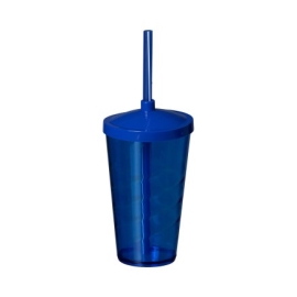 Copo Twister com Tampa e Canudo Azul - LG500 Azul