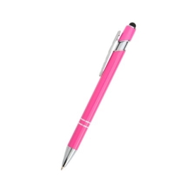 Caneta de Metal c/ Touch  Pink Brilhante com Detalhes Prata - 8103 Pink