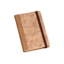 Caderneta Pequena tipo MOLESKINE capa com Recorte Cortiça | Marrom Claro Com Pauta - LG3712
