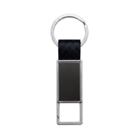 Chaveiro de Metal Executivo com Couro Sintétio e Mosquetão - C018