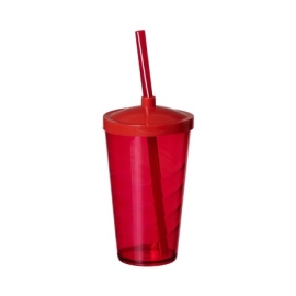 Copo Twister com Tampa e Canudo Vermelho - LG500 Vermelho